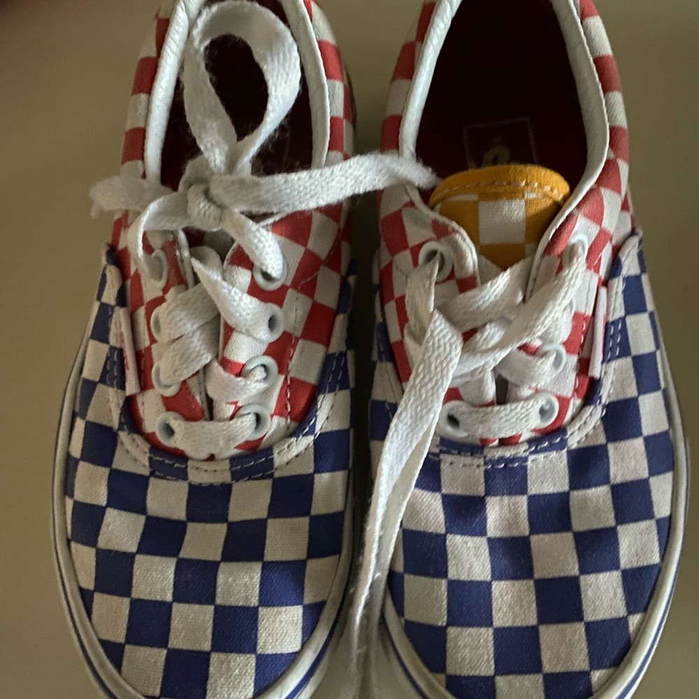 Kids size 12 lace up checkered Vans